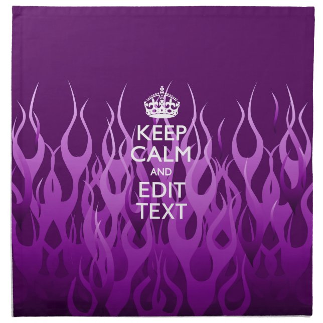 Have Your Text Keep Calm on Purple Racing Flames Napkin (Front)