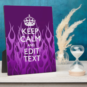Have Your Text Keep Calm on Purple Racing Flames Plaque