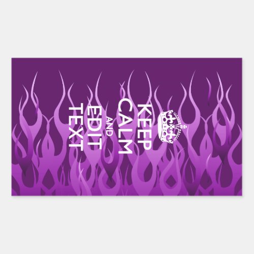 Have Your Text Keep Calm on Purple Racing Flames Rectangular Sticker