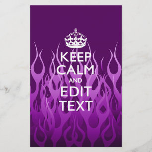 Have Your Text Keep Calm on Purple Racing Flames Stationery