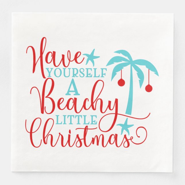 Have Yourself a Beachy Little Christmas Paper Dinner Napkins (Front)