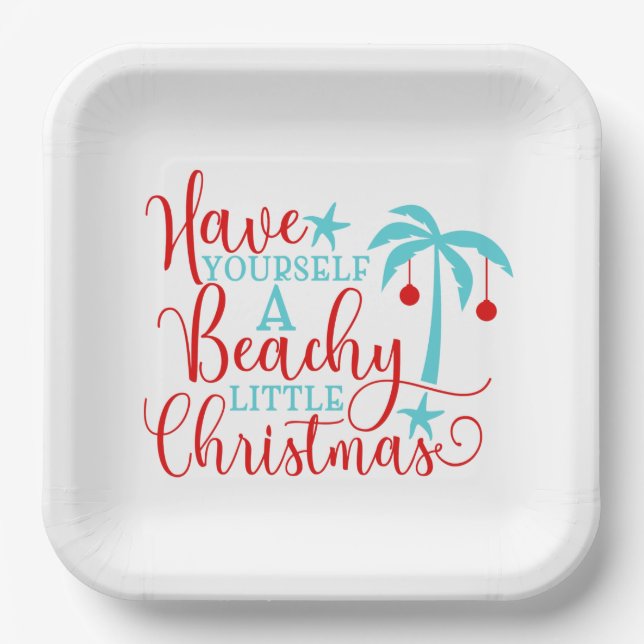 Have Yourself a Beachy Little Christmas Paper Plates (Front)
