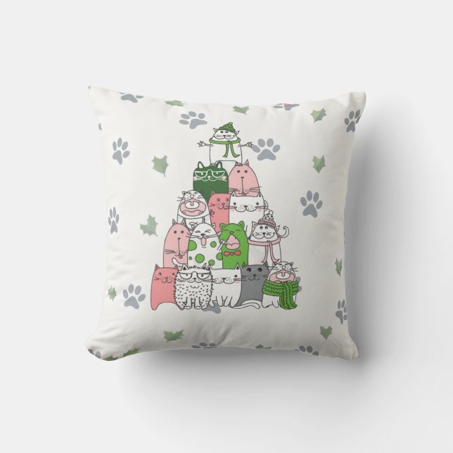 Have yourself a Furry Little Christmas! Throw Pillow (Front)