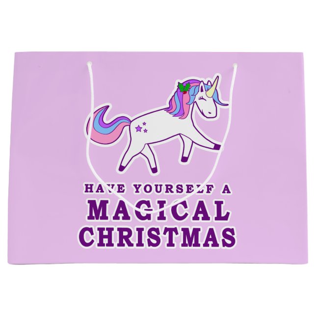 Have Yourself a Magical Christmas Unicorn Large Gift Bag (Front)