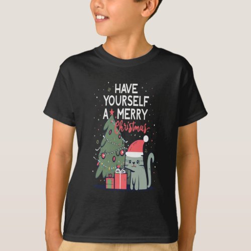  Have Yourself A Merry Christmas Cat  T_Shirt