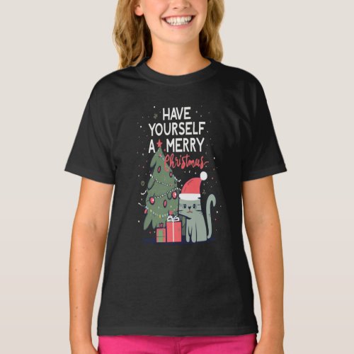  Have Yourself A Merry Christmas Cat  T_Shirt