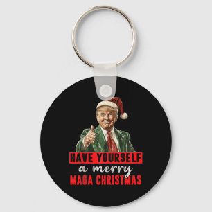 Have Yourself A Merry Christmas Funny Trump Christ Keychain