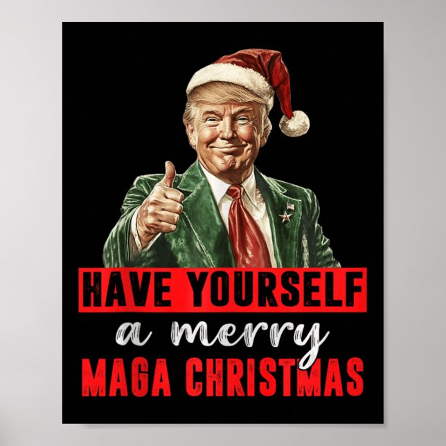 Have Yourself A Merry Christmas Funny Trump Christ Poster (Front)