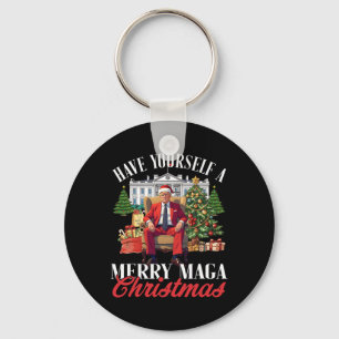 Have Yourself A Merry Christmas Santa Funny Trump Keychain