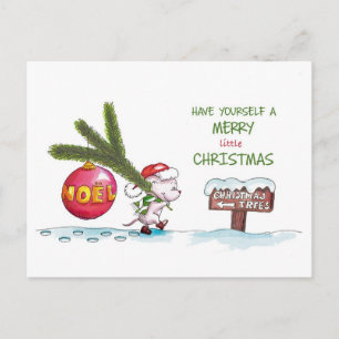 Have yourself a Merry little Christmas -Hand drawn Holiday Postcard