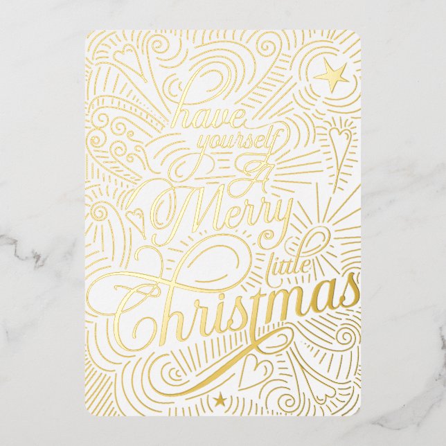 Have yourself a Merry little Christmas Illustrated Foil Invitation (Front)