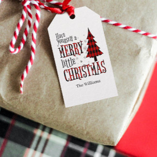 Have Yourself A Merry Little Christmas Plaid Tree Gift Tags