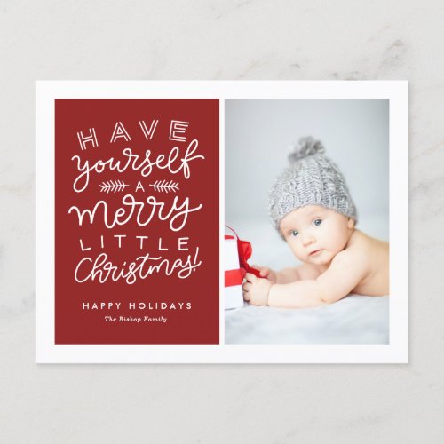 Have Yourself a Merry Little Christmas Red Photo Holiday Postcard