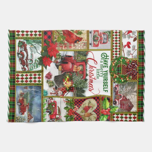 Have Yourself A Merry Little Christmas Red Truck Kitchen Towel