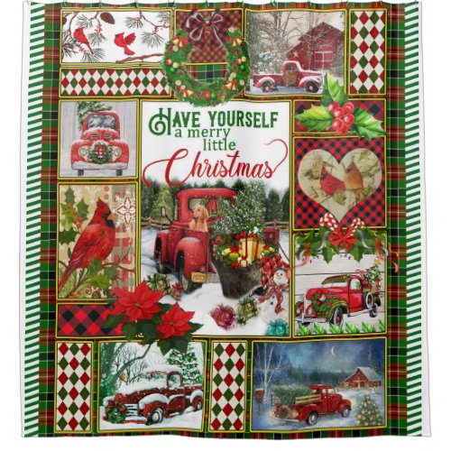 Have Yourself A Merry Little Christmas Red Truck Shower Curtain