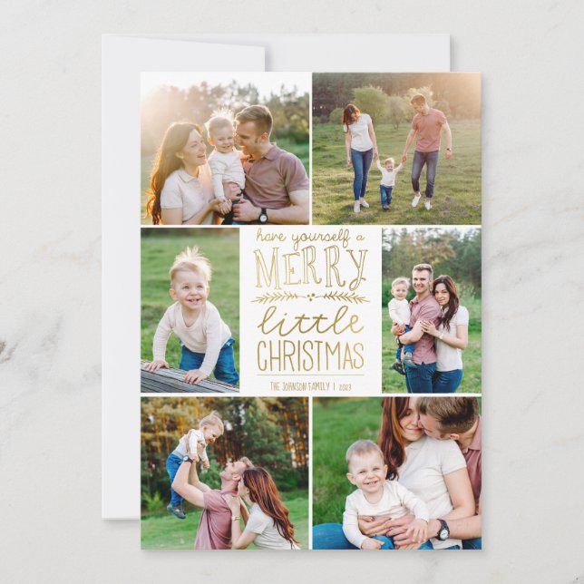 Have Yourself a Merry Little Christmas Six Picture Holiday Card (Front)