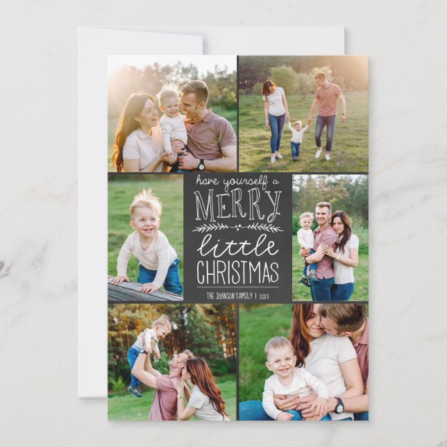 Have Yourself a Merry Little Christmas Six Picture Holiday Card (Front)