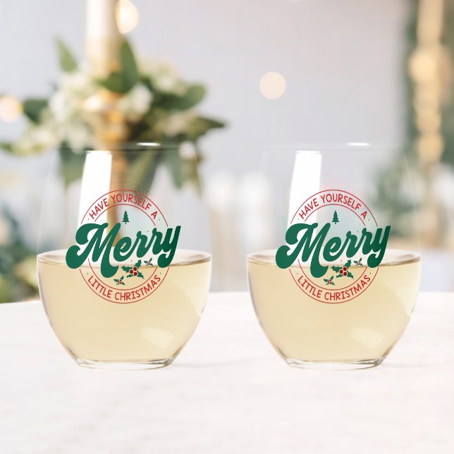 Have Yourself A Merry Little Christmas Stemless Wine Glass (Insitu (Wedding))