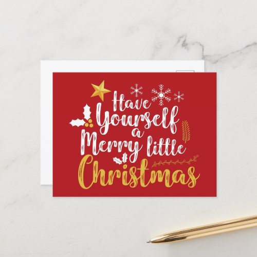 Have yourself a Merry Little Christmas typography Postcard