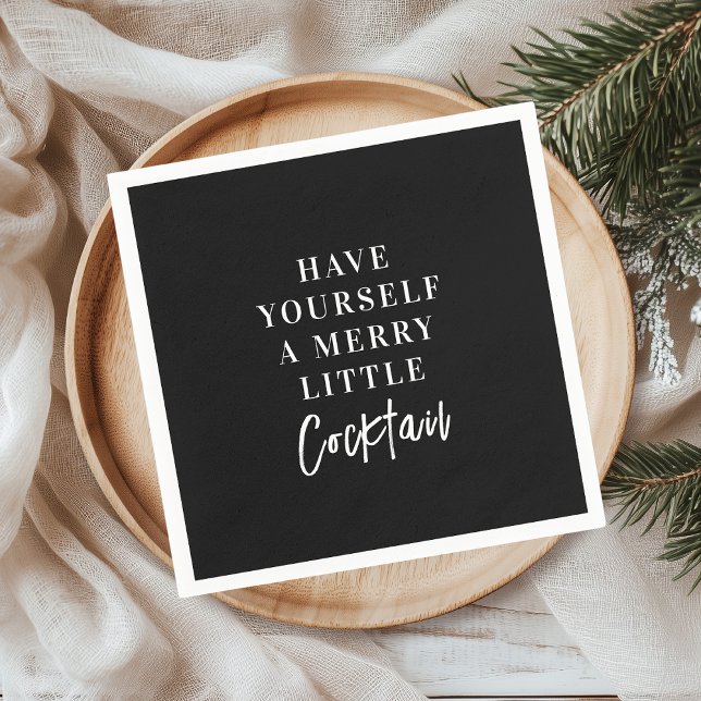 Have Yourself a Merry Little Cocktail Black Party  Napkins (Creator Uploaded)