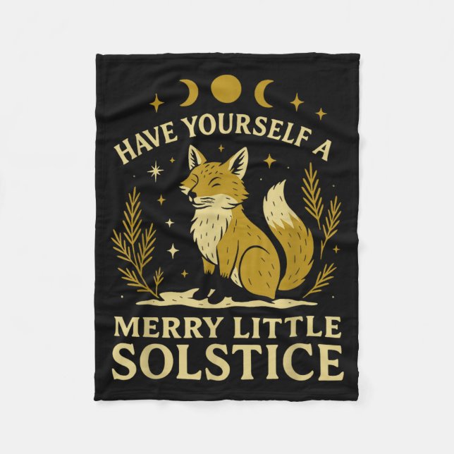Have Yourself A Merry Little Solstice Fox Mystic  Fleece Blanket (Front)