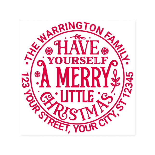 “Have Yourself a Merry Little Xmas” Name Address Self-inking Stamp (Design)