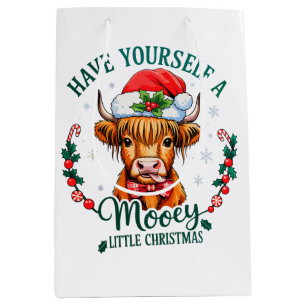 Have Yourself A Mooey Little Christmas Cute Cow Medium Gift Bag