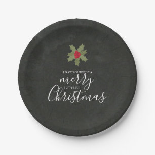 Have Yourself Merry Little Christmas Holly Wreath Paper Plates
