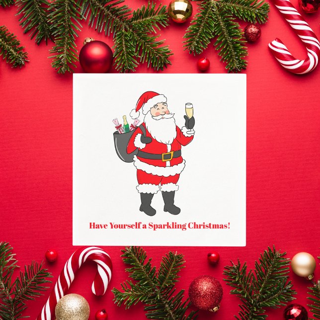 Have Yourself Sparkling Christmas Santa Champagne Napkins (Creator Uploaded)