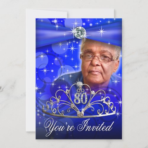 Havels 80th Birthday Party Tiara Photo Invitation