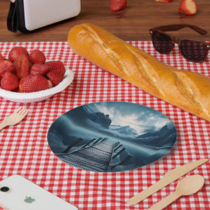 Haven Mountain Lakeside Horizon Landscape Paper Plates