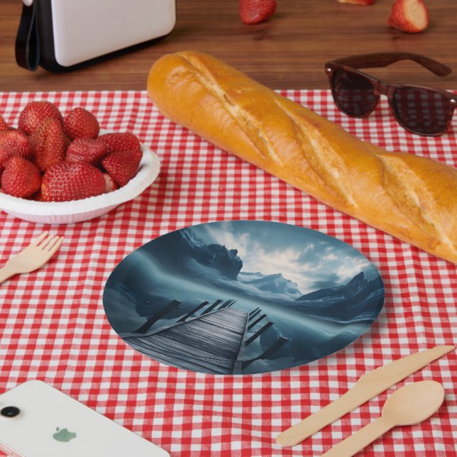 Haven Mountain Lakeside Horizon Landscape Paper Plates (Picnic)
