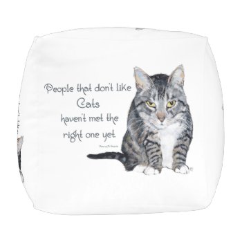 Haven't Met The Right One Pouf by MaggieRossCats at Zazzle