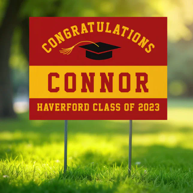 Haverford HS Custom Burgundy Gold Graduation Yard Sign | Zazzle