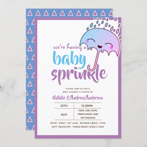 Having A Baby SPRINKLE Kawaii Purple Blue Invitation