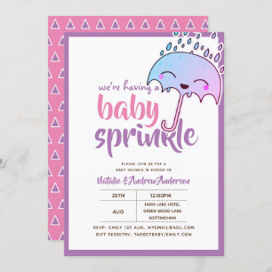 Having A Baby SPRINKLE Kawaii Purple Pink Invitation