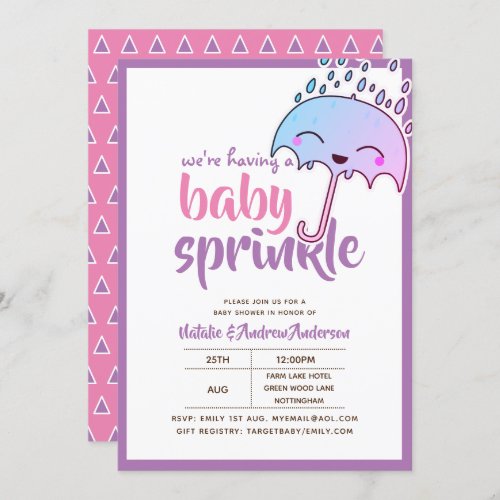 Having A Baby SPRINKLE Kawaii Purple Pink Invitation
