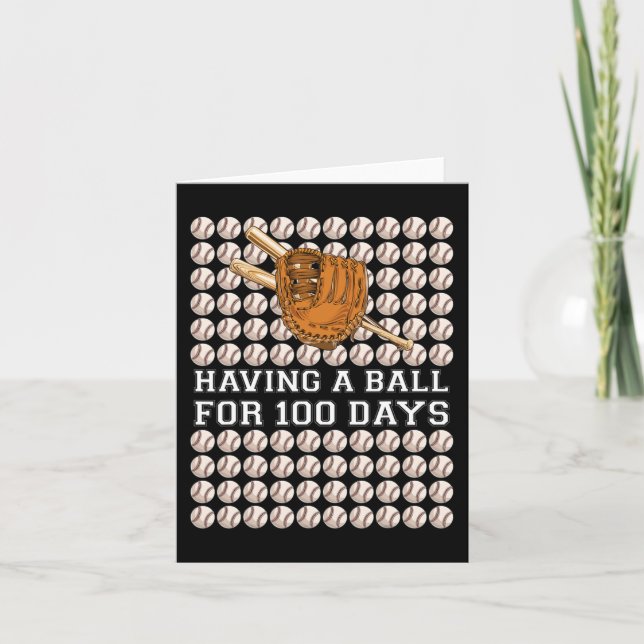 Having A Ball For 100 Days Baseball Kids Boy Smart Card (Front)