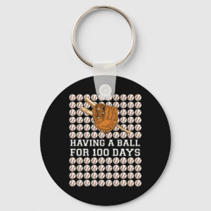 Having A Ball For 100 Days Baseball Kids Boy Smart Keychain