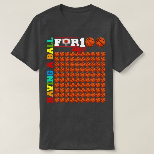 Having A Ball For 100 Days Of School Basketball Fa T-Shirt (Design Front)
