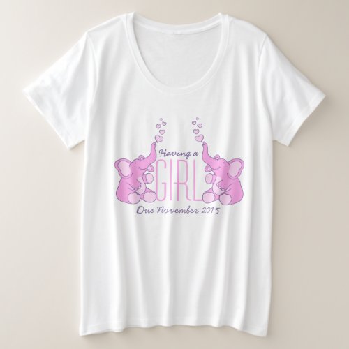 Having a girl heart elephants maternity tee