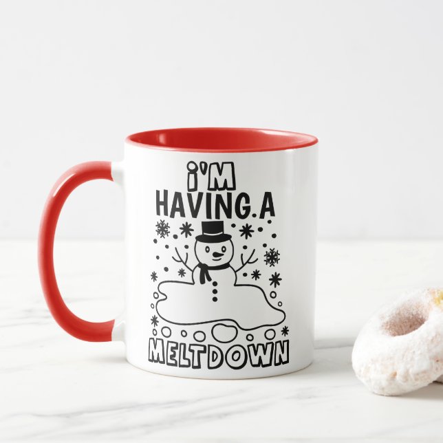 Having a Meltdown | Funny Christmas Snowman Humor Mug (With Donut)