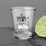 Having a Meltdown | Funny Christmas Snowman Humor Shot Glass<br><div class="desc">"I'm having a meltdown" Bring some humor and lightness with a funny keepsake quote typography design in traditional Christmas colors perfect to celebrate the holiday season! For similar products,  please visit the Fharrynisms Zazzle store https://www.zazzle.com/store/fharrynisms | All rights reserved. #zazzlemade</div>