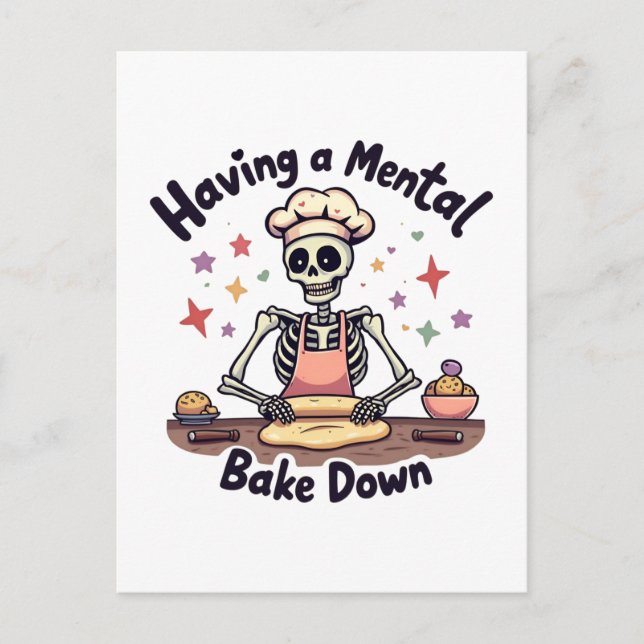 Having a Mental Bake Down Stressed, Blessed & Oven Holiday Postcard (Front)