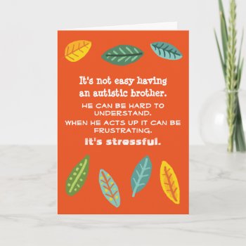 Having A Sibling With Autism Encouragement Card by SpecialKids at Zazzle
