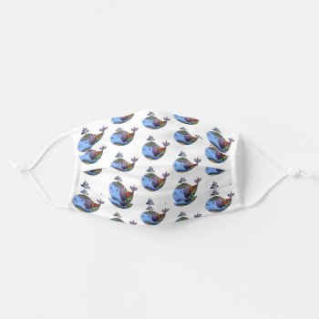 Having A Whale Of A Time! Cute Hippy Whales Adult Cloth Face Mask by PicturesByDesign at Zazzle