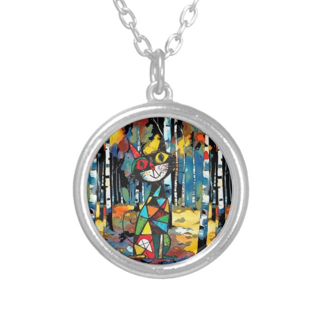 Having An Abstract Kinda Day Silver Plated Necklace (Front)