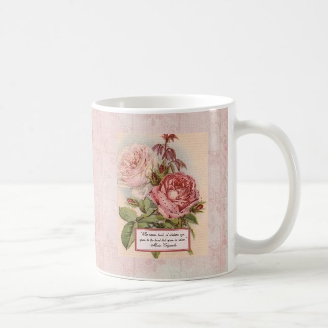Having an Open Heart: Victorian Pink Roses Print Coffee Mug (Right)