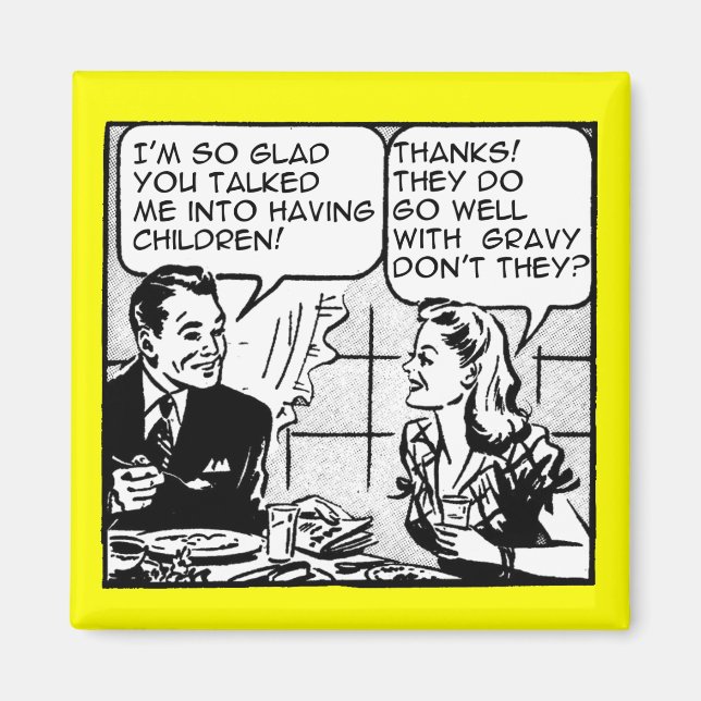 Having Children Funny Retro Fridge Magnet Humor (Front)
