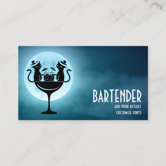 Having Cocktails Bar Cats Business Card (Front)
